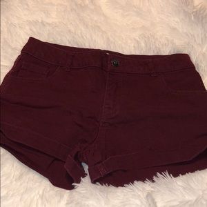 Papaya Burgundy Denim Shorts